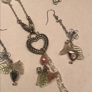 Gift Heart Pink Pearls And Earrings